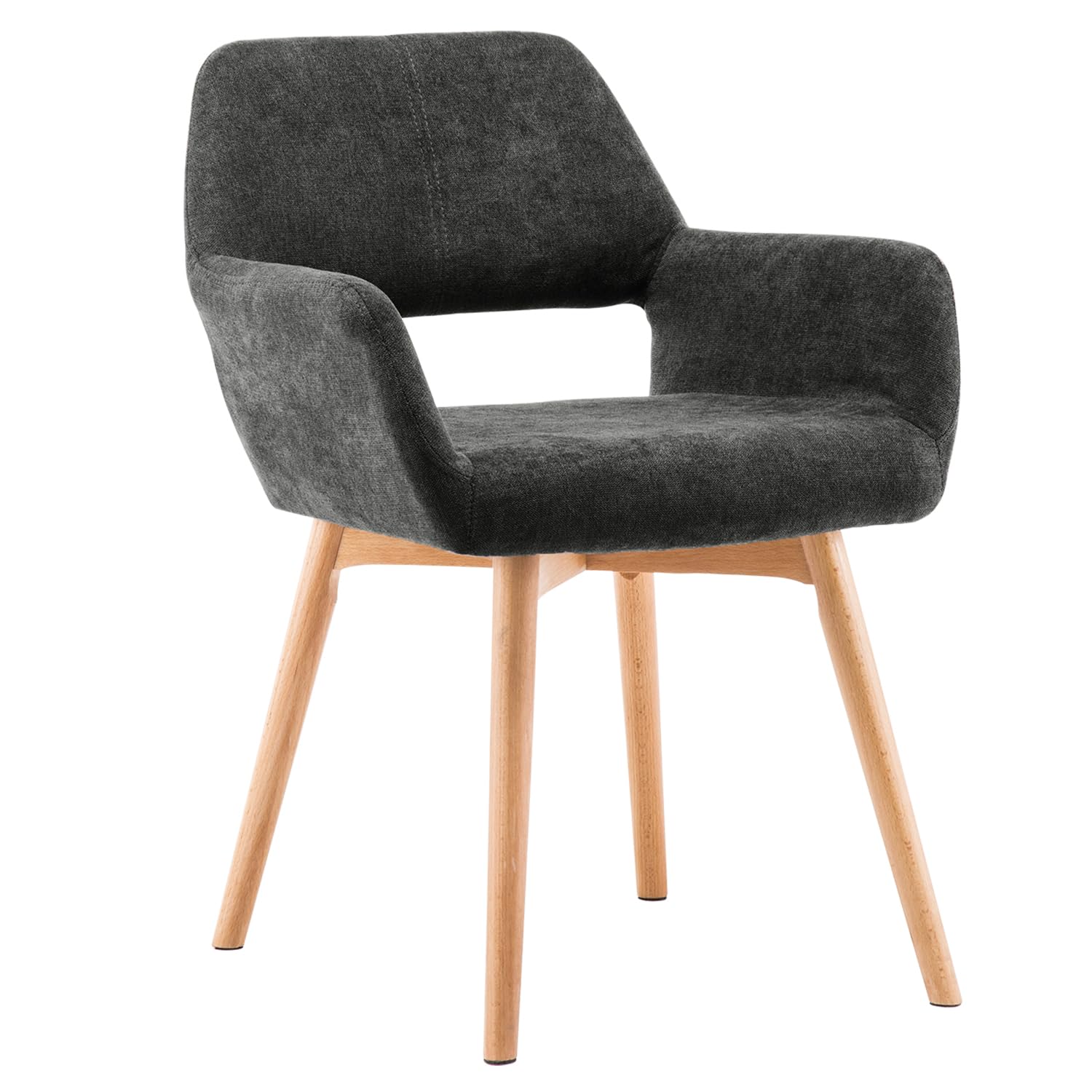 YEEFY Desk Chair No Wheels Vanity Chair Comfy Accent Chair for Living Dining Room Bedroom Home Office Mid Century Modern Upholstered Armchair with