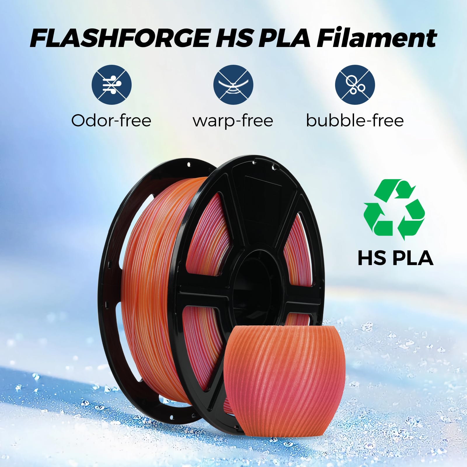 FLASHFORGE Filamento PLA ad alta velocità 1,75 mm, 500 mm/s di stampa ad alta velocità, filamento rapido per stampanti 3D resistente e ad alto flusso, 1 kg (multicolore sfumato, giallo e rosa)