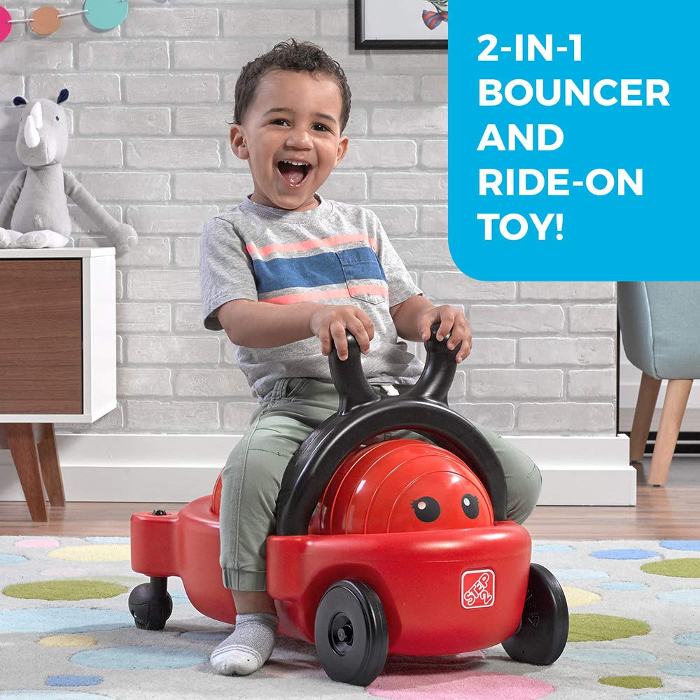 Step2 Bouncy Buggy Rutscher Marienkäfer | Spielzeug Fahrzeug & Hüpfball 2-in-1 in Rot & Schwarz | Kinderfahrzeug / Rutscherauto ab 2 Jahre