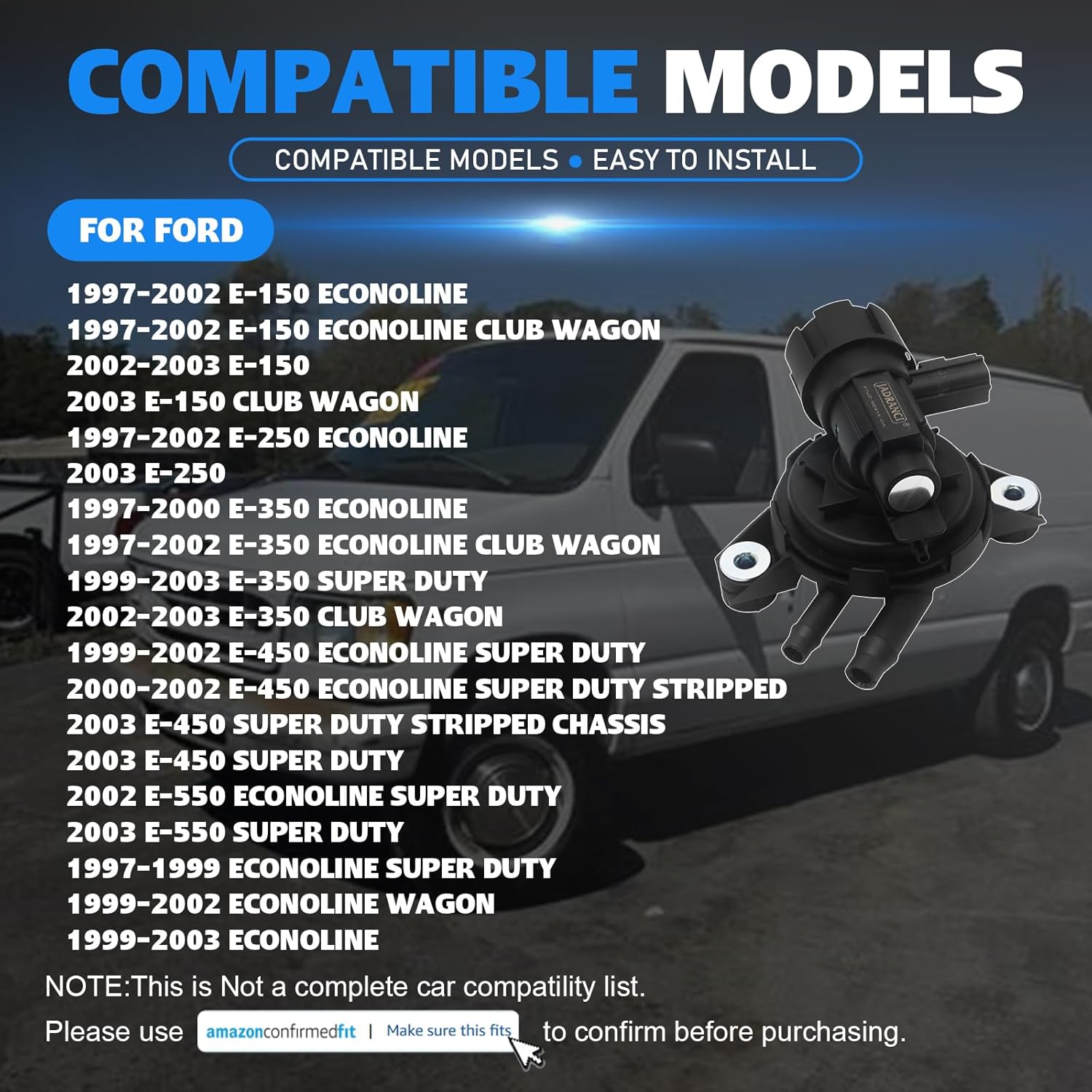 F7UZ-9C915-DA Vapor Canister Purge Valve for Ford E-150 Econoline E-250 E-350 E-450 550 Super Duty Purge Solenoid Valve 1997-2003 Replace CP522
