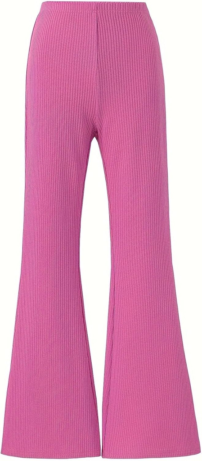 High Rise Ribbed Flare Leggings for Women | Comfy Stretch Knit Bell Bottom Yoga Pants, Long Slacks Trousers - Image 5