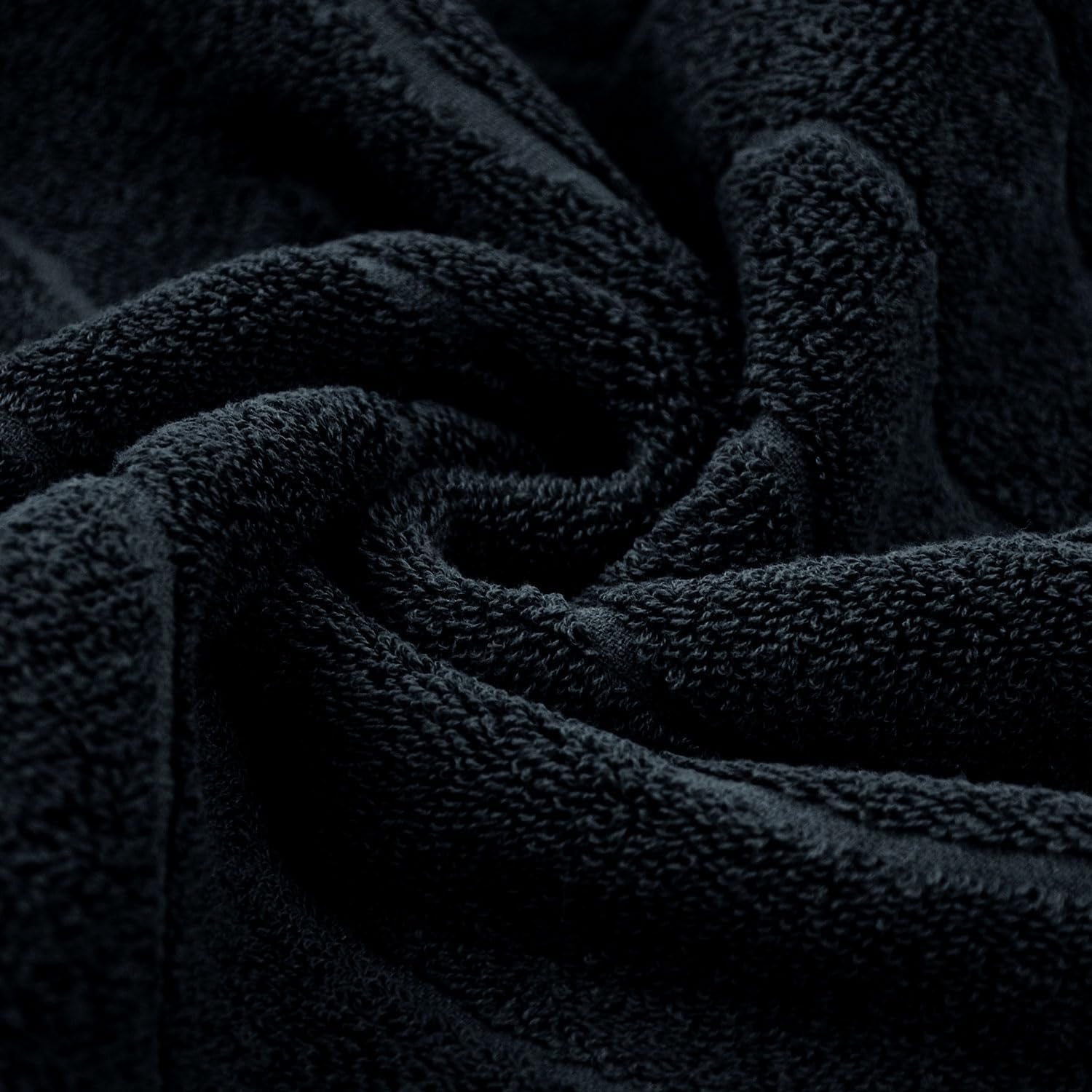 Hand Towels with Wavy Jacquard - Black Face Towels for Bathroom, 2 Piece, Cotton, 13x29 Inches - Image 5