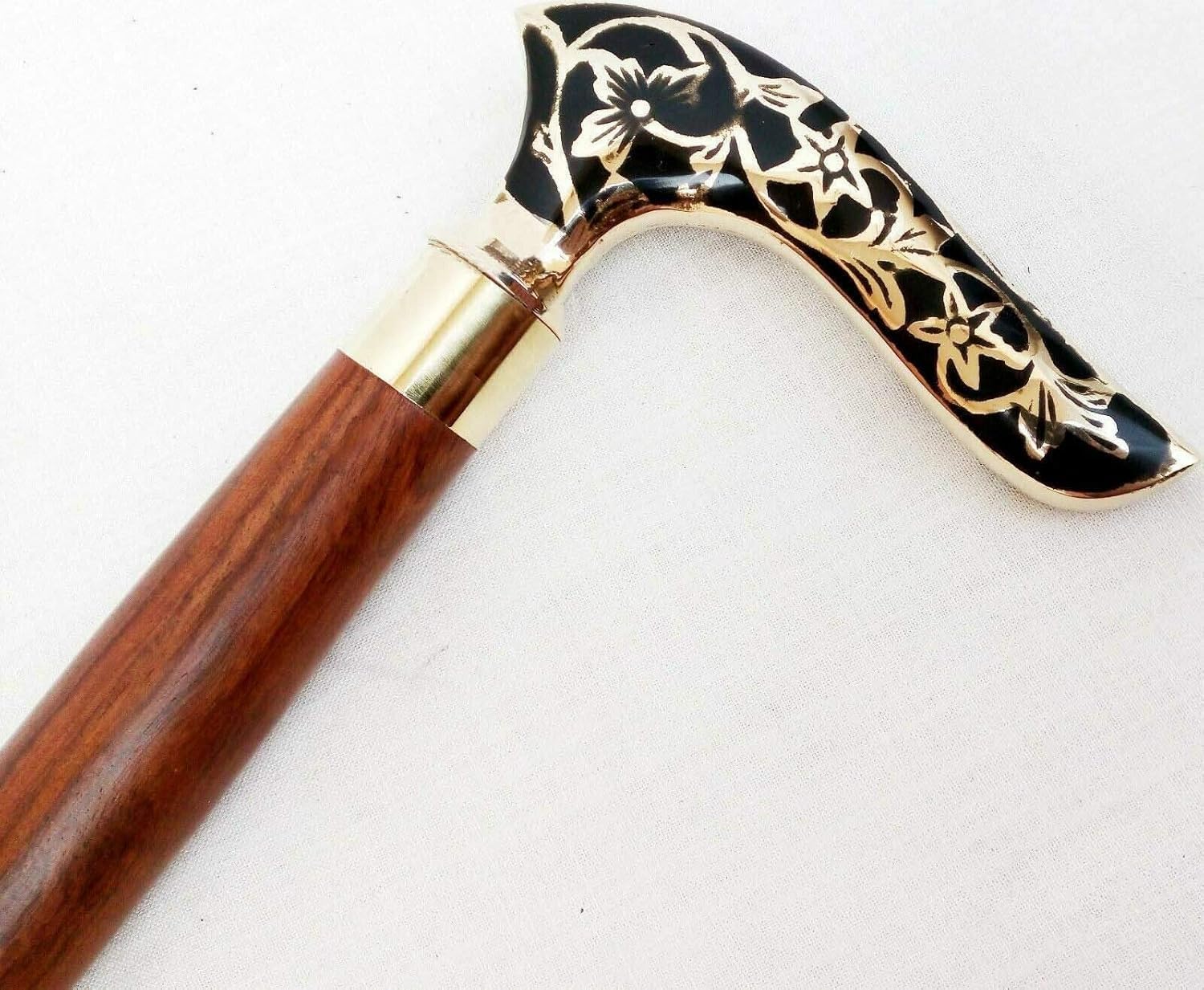 Bastone da passeggio in legno con manico in ottone, 2 volte bastone da passeggio per uomini e donne, regalo