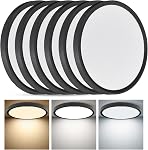 6PK 12 Inch LED Flush Mount Ceiling Light,24W, 2520LM, 3000K/4000K/6000K CCT Selectable,0.9inch Super Slim LED Ceiling Light, Low Profile Round Flat Panel Light for Bedroom,Kitchen,Hallway