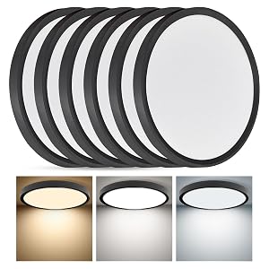 6PK 12 Inch Super Slim LED Flush Mount Ceiling Light 24W 2520LM Selectable 3000K 4000K 6000K CCT Low