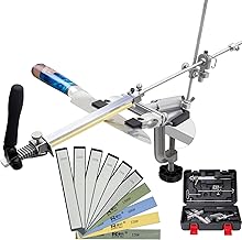 Knife Sharpener Kit, RUIXIN PRO RX-009 Professional Knife Sharpeners, 360° Flip Rotation, Metal Fixed-Angle & Adjustable Knife-Clip, Chef Knife Sharpening System Kit, 4 Whetstones + 6 Diamond Stones