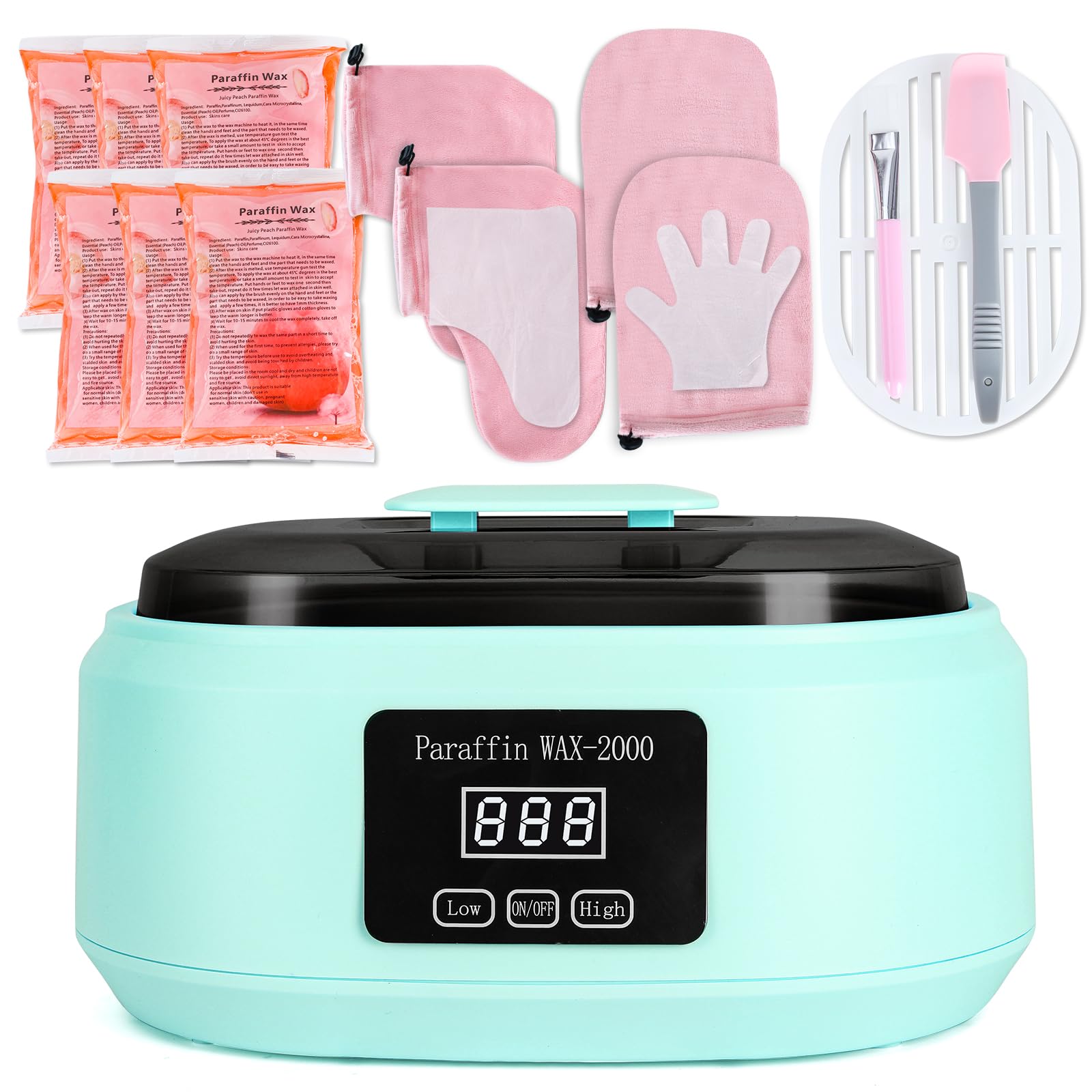 Macchina per cera di paraffina per mani e piedi, macchina per cera a caldo da 3500 ml, con 6 pezzi di cera da bagno alla paraffina, auto-time e mantiene al caldo la paraffina (blu)