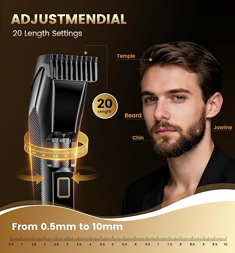 Miniatura 2 de Recortadora de barba para hombres, recortadora al vacío todo en uno con esfera de precisión, peluquería facial de alta calidad, ajuste ajustable de