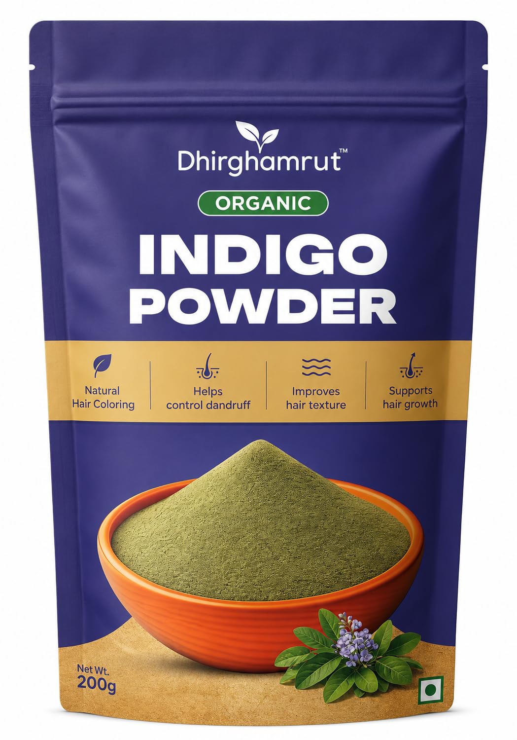 Natural Indigo Leaf Powder for Hair | Indigofera Tinctoria Herbal Hair Colour Powder | Plant-Based Hair Care & Hair Dye | Suitable for Men & Women | 200g Each (Pack of 2)-picture-51