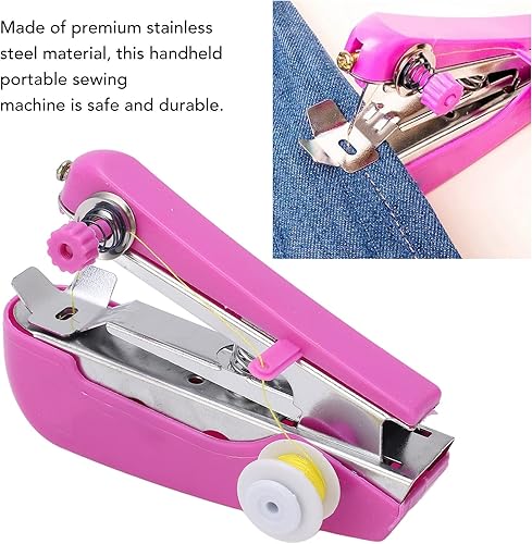 Miniatura 3 de HEEPDD Mini máquina de coser manual portátil de mano, herramienta de manualidades ligera para el hogar, pantalones, suéter, muñeca de felpa, prendas