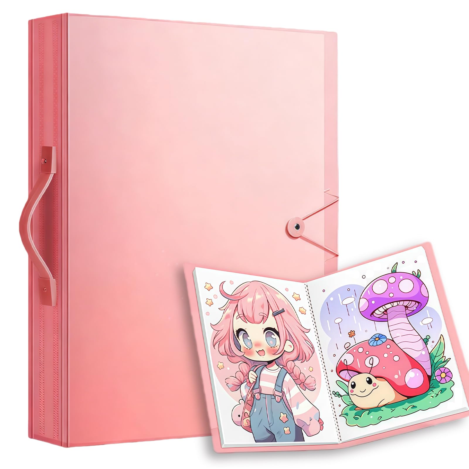 Meetoz Pink A3 Diamond Painting Storage Presentation Book Art Portfolios 60 Pages Pocket Protectors Portfolio Clear Folder Diamond Painting Art Protection Display Book,42X30cm Painting Display Book (Pink)