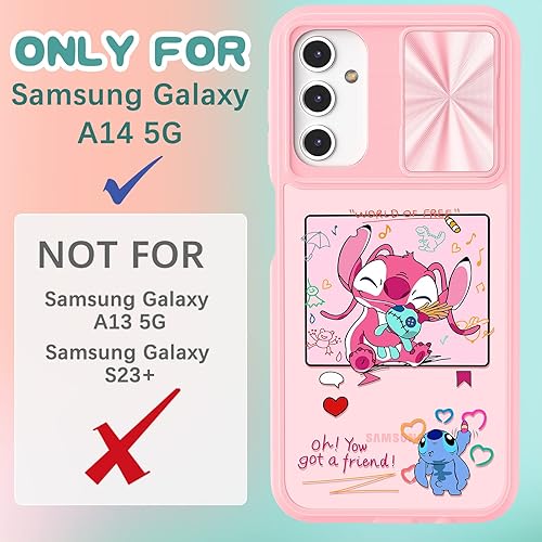 Miniatura 2 de Joyleop Funda para teléfono Galaxy A14 5G 2 en 1 con dibujos animados para niñas, bonitas, mujeres, adolescentes, niños, diseño de patrón con