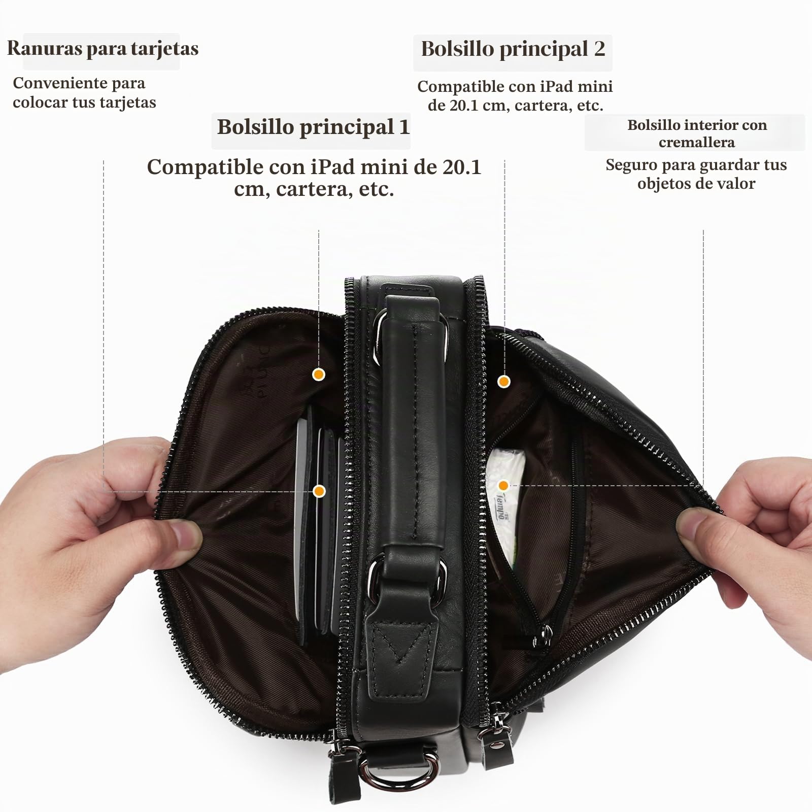 BAIGIO Bolso Bandolera de Piel para Hombre, Bolso de Hombro vintage, Bandolera para Trabajo, Viaje, Vida Cotidiana
