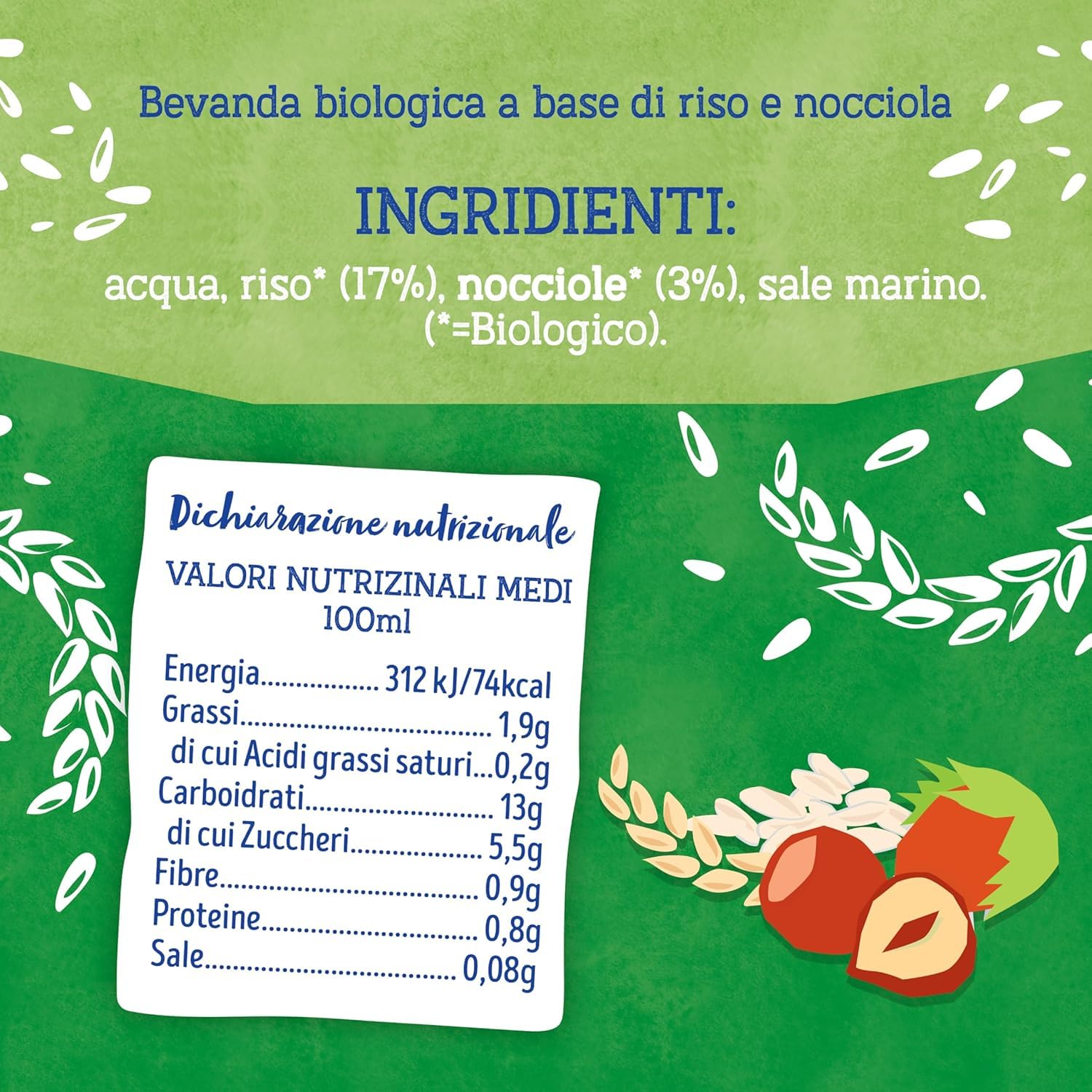ISOLA BIO Riso Nocciola Mini, Bevanda Biologica a Base di Riso e Nocciole, 100% Ingredienti Naturali, Senza Glutine, a Basso Contenuto di Grassi, per Vegetariani e Vegani, 24 Confezioni da 250 ml