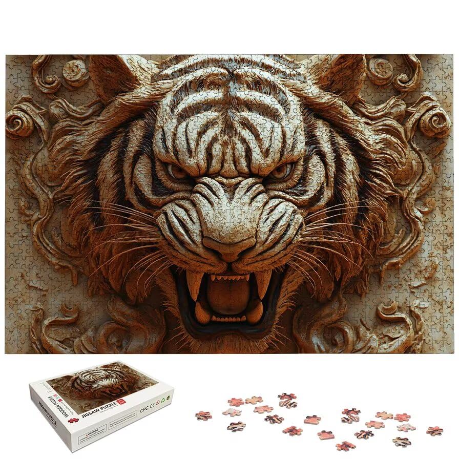 Puzzles for Adults 5000 Pieces, Tiger Wooden Puzzles for Adults, Animal Puzzle with Exquisite Packaging Box, Impossible Challenging Wooden Puzzle for Family/Friends, Home Decor, Gifts for Women, -7000