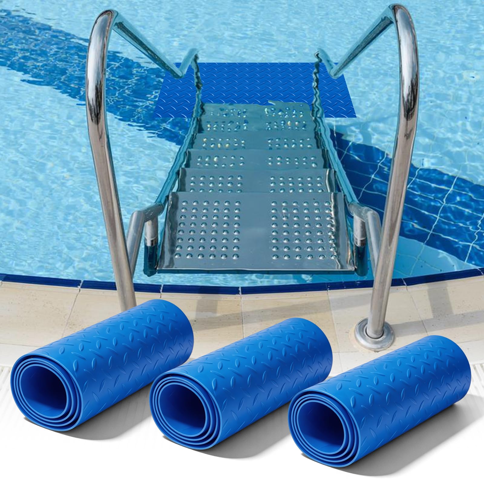 3 unidades de alfombrilla para escalera de piscina: 90 x 23 cm, alfombrilla protectora para piscina, alfombrilla antideslizante con textura antideslizante para pasos, escaleras, escaleras