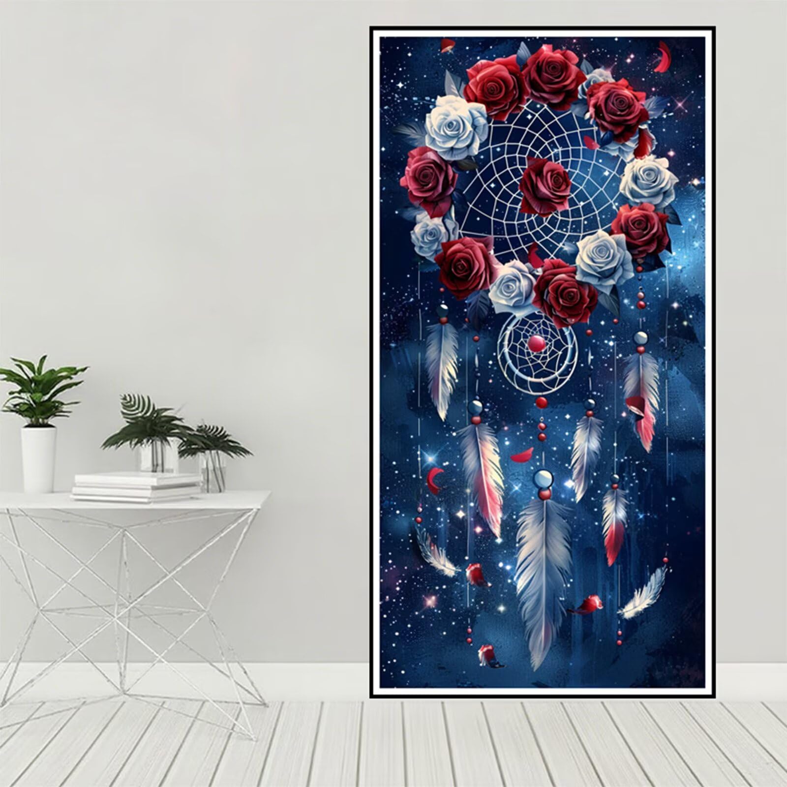 Zestawy do malowania diamentami z różą diamentową dla dorosłych, 5D Dimond Art Feather Gem Arts and Crafts Paintings, DIY, kryształ górski, haft krzyżykowy, malowanie według numerów, dekoracja pokoju