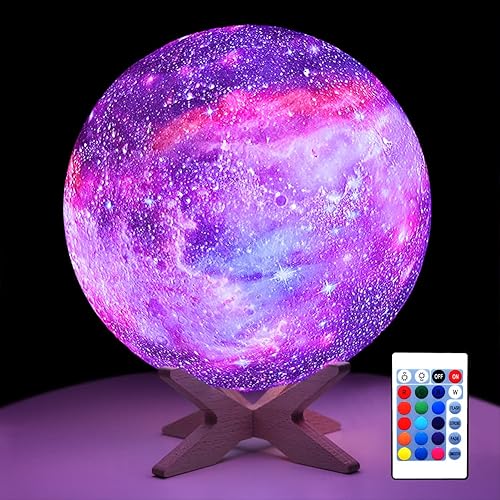 Lámpara de luna de galaxia para niños, luz nocturna para dormitorio, batería recargable de 5.9 pulgadas, control táctil y control remoto, 16