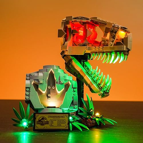 VONADO Kit de luces LED para Lego Dinosaur Fossils T. rex Skull 76964 (solo luces, sin modelos) Juego de iluminación creativa Accesorios compatibles