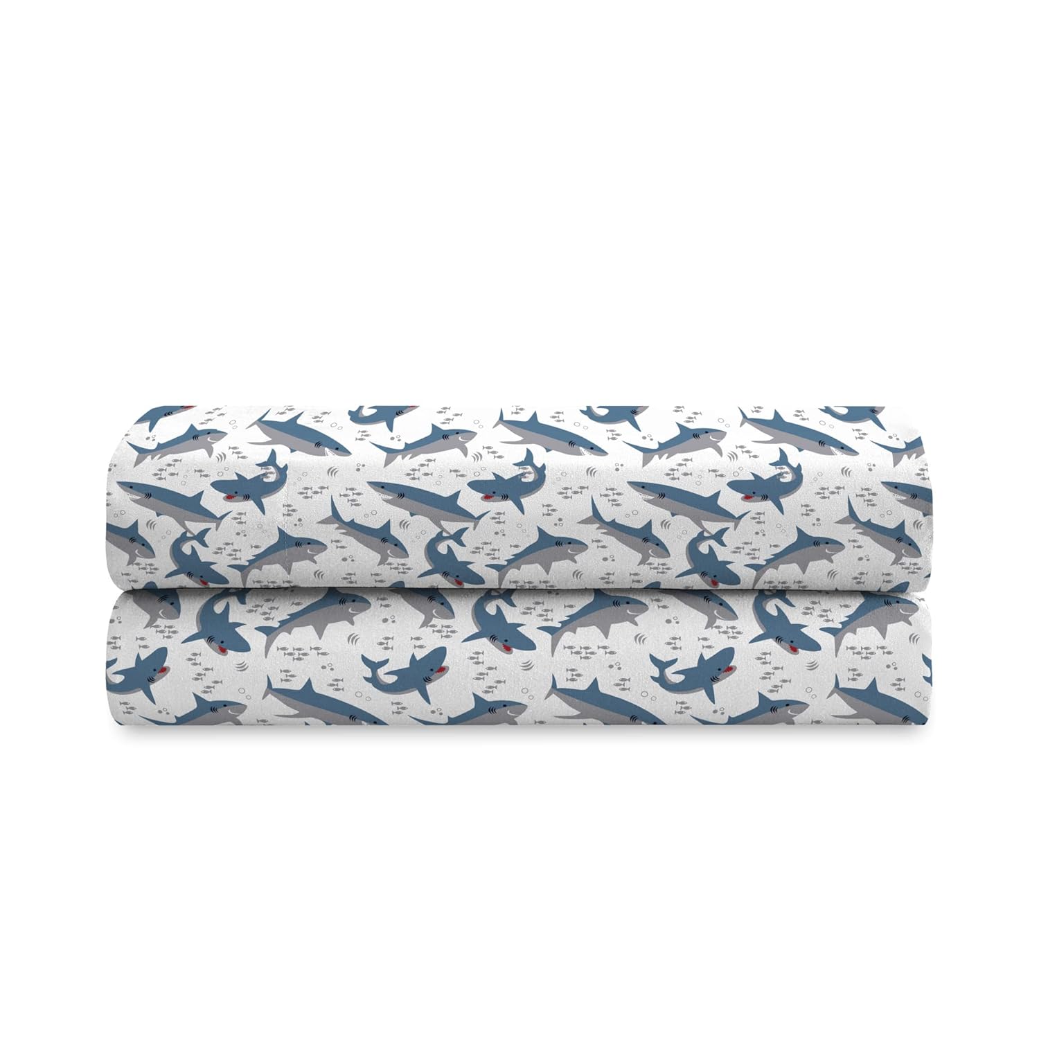 Dream Factory Kids Sheet Set Lightweight Microfiber Bed Sheets Super Soft Easy Wash Cozy Bedding 10” Pocket - Full, Blue Sharks