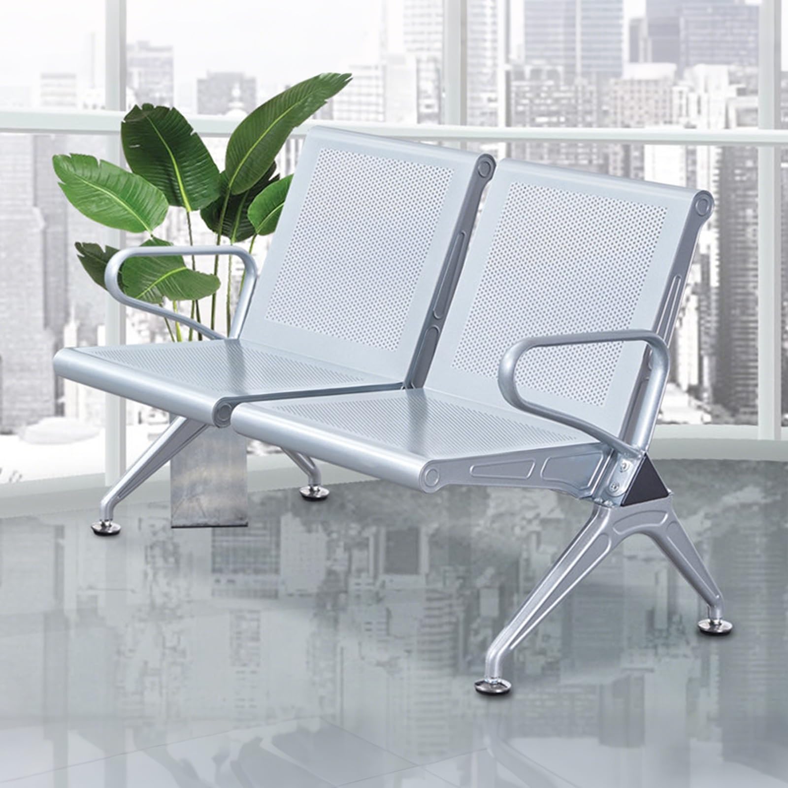 GTHTUHFD 1/2/3-Seat Office Waiting Room Chair, Metal Airport Guest Chair, Ergonomic Public Reception Bench With Backrest, For Hospital, Bank, Market,2-seater 120cm/47.2in