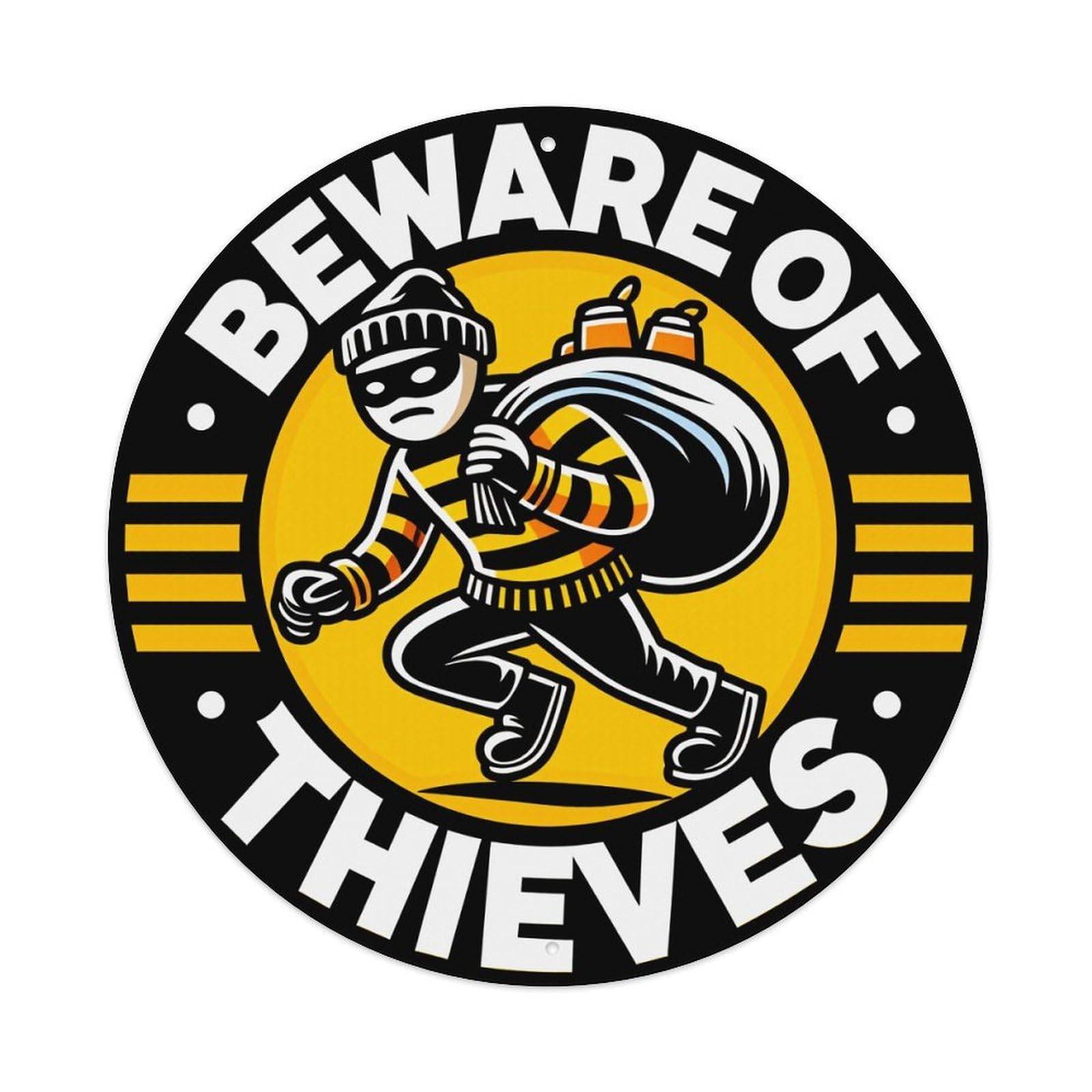 Beware Of Thieves Sign Pattern Metal Tin Sign Plaque