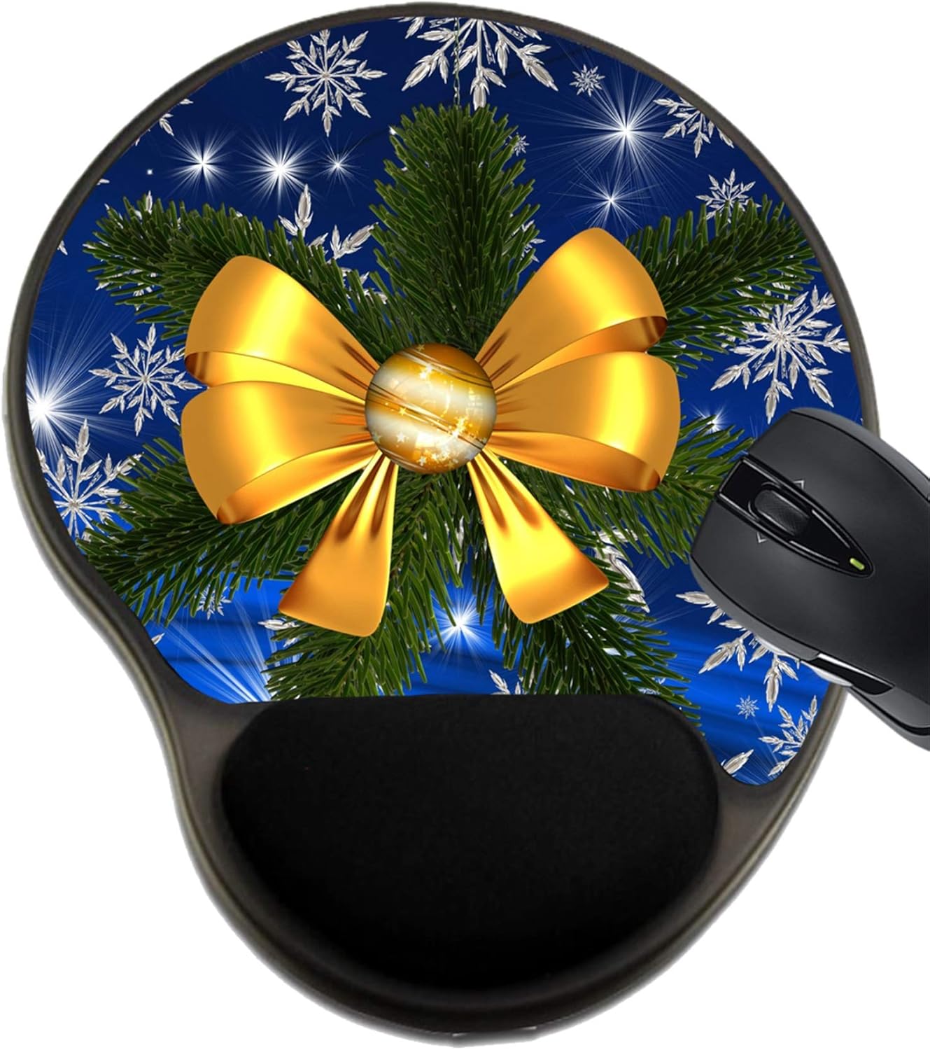 MSD Mousepad Wrist Rest Protected Mouse Pads/Mat with Wrist Support, Design for Background Holiday Christmas Ribbon Decoration Bow Celebration Red Present