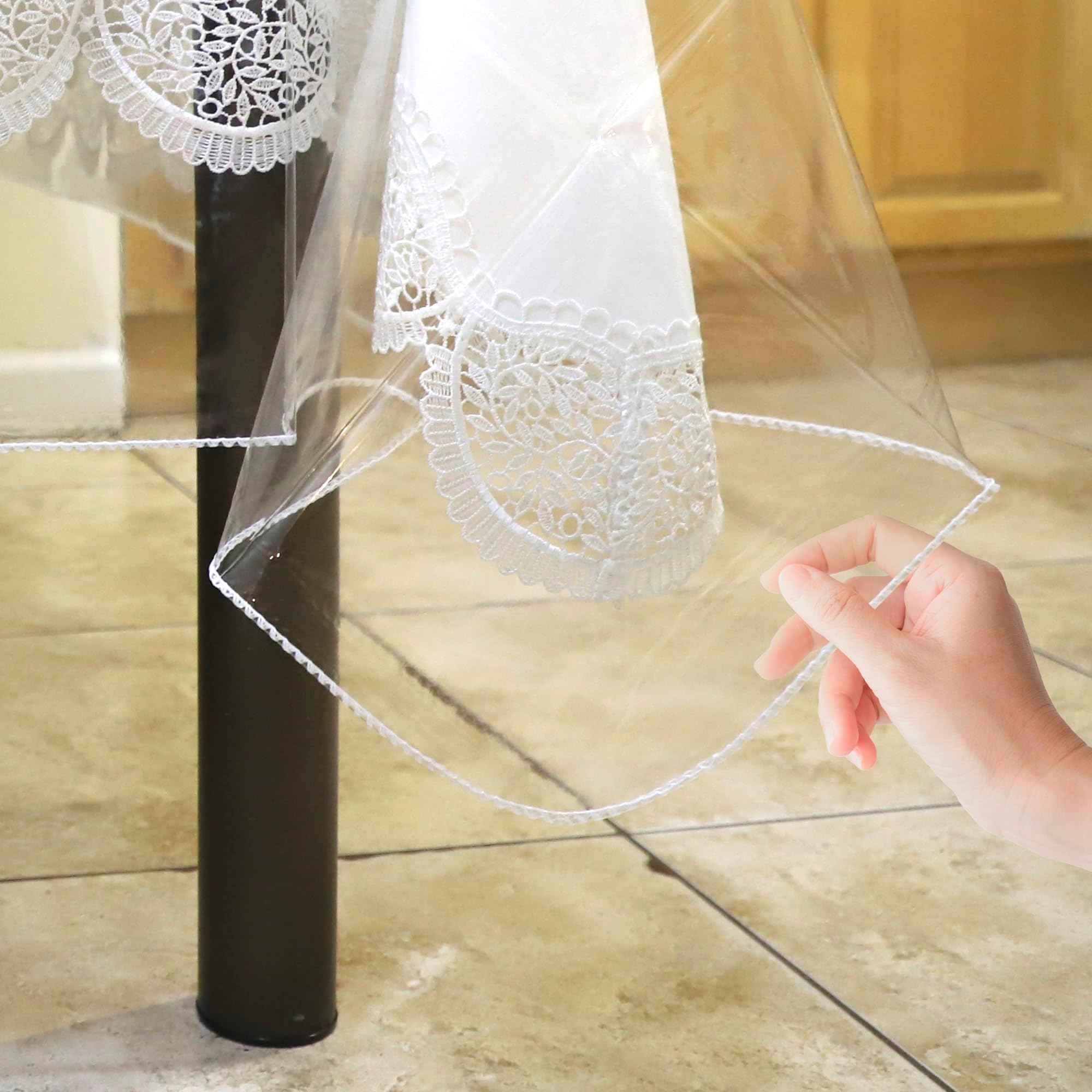 Clear Plastic Tablecloth Protector 70 Inch Round, Vinyl PVC Table Cover Protector for Indoor & Outdoor Use, Waterproof,Oil Spill Proof Wipe Clean Rectangle Dining Table Protector (70 Inch Round)