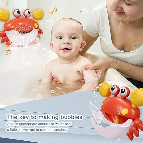 Miniatura 6 de Charmspal Juguete de baño para niños pequeños, juguetes de baño de cangrejo para niños, juguetes de bañera con burbujas musicales, juguetes de baño