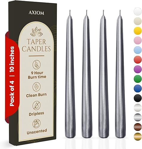 Miniatura 34 de Axiom Candles Velas altas sin goteo de 10 pulgadas sin perfume y sin humo, 9 horas de tiempo de combustión, velas cónicas para el hogar, cenas