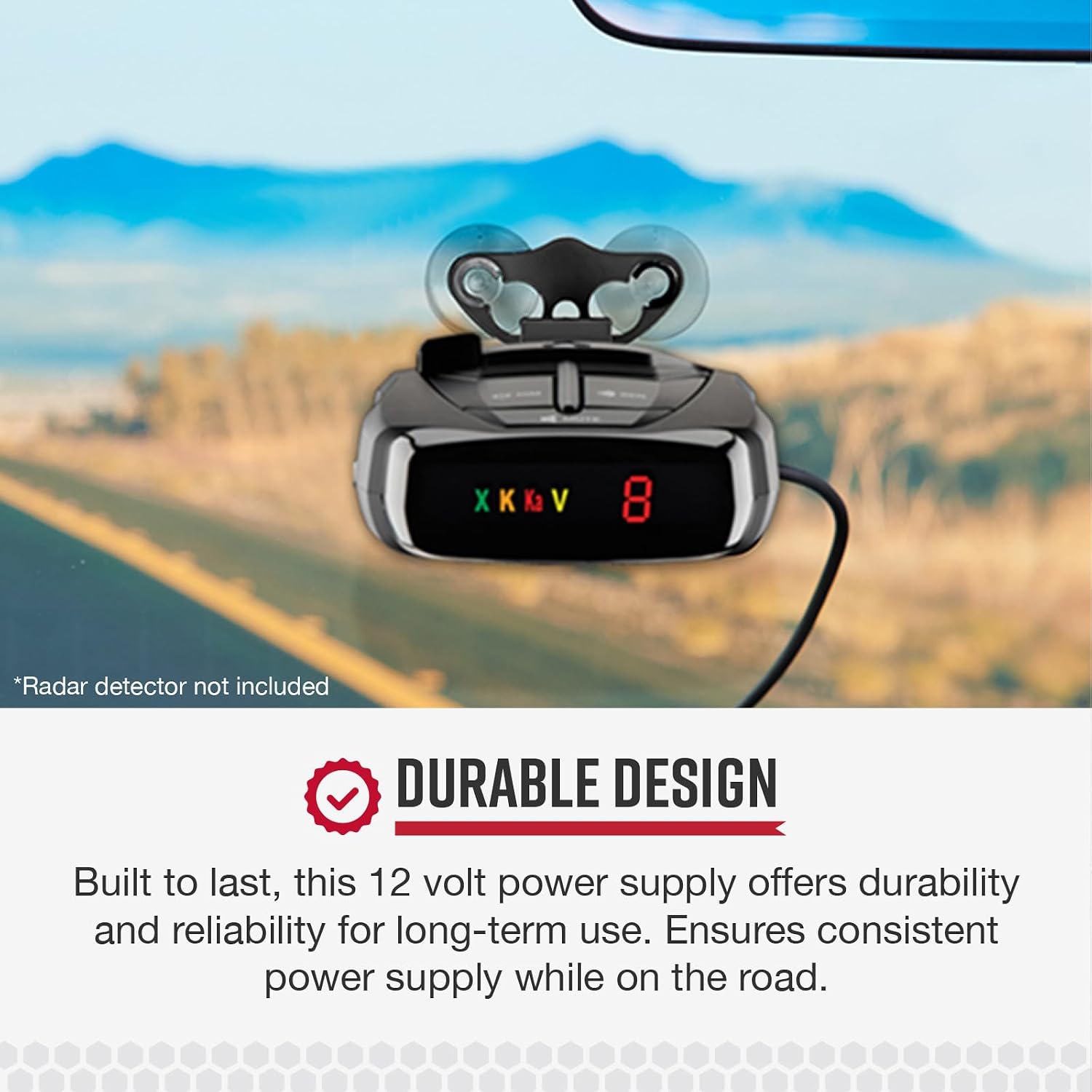 Cobra 12-Volt Straight Power Cord for Powering Radar Detector, 6ft Long, Compatible with Cobra Models