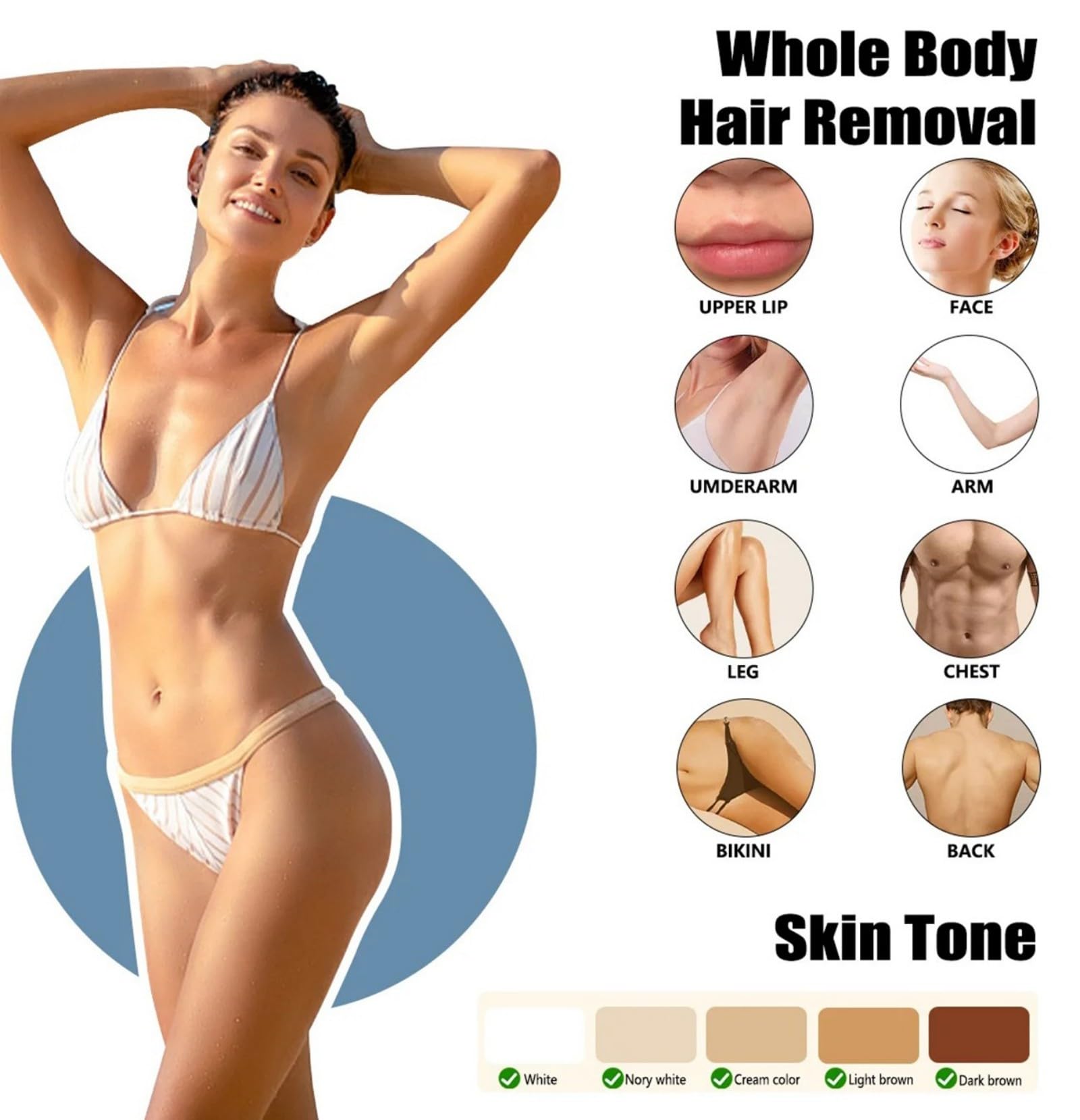 Dispositivo laser per la depilazione domestica | Adatto per viso, ascelle, zona bikini e corpo intero Adatto sia a uomini che a donne