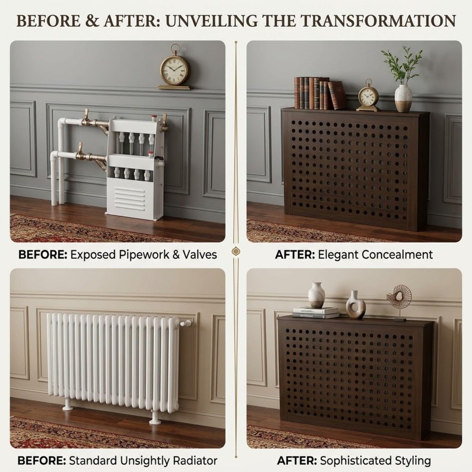 Cache Radiateur Bois, Couvercle Chauffage, Console Mural