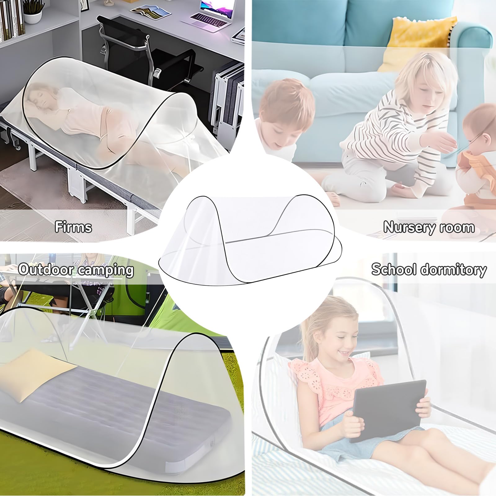 Moustiquaire de lit portable, 200 x 80 x 56 cm, lit moustiquaire familiale, convient pour la maison et le camping