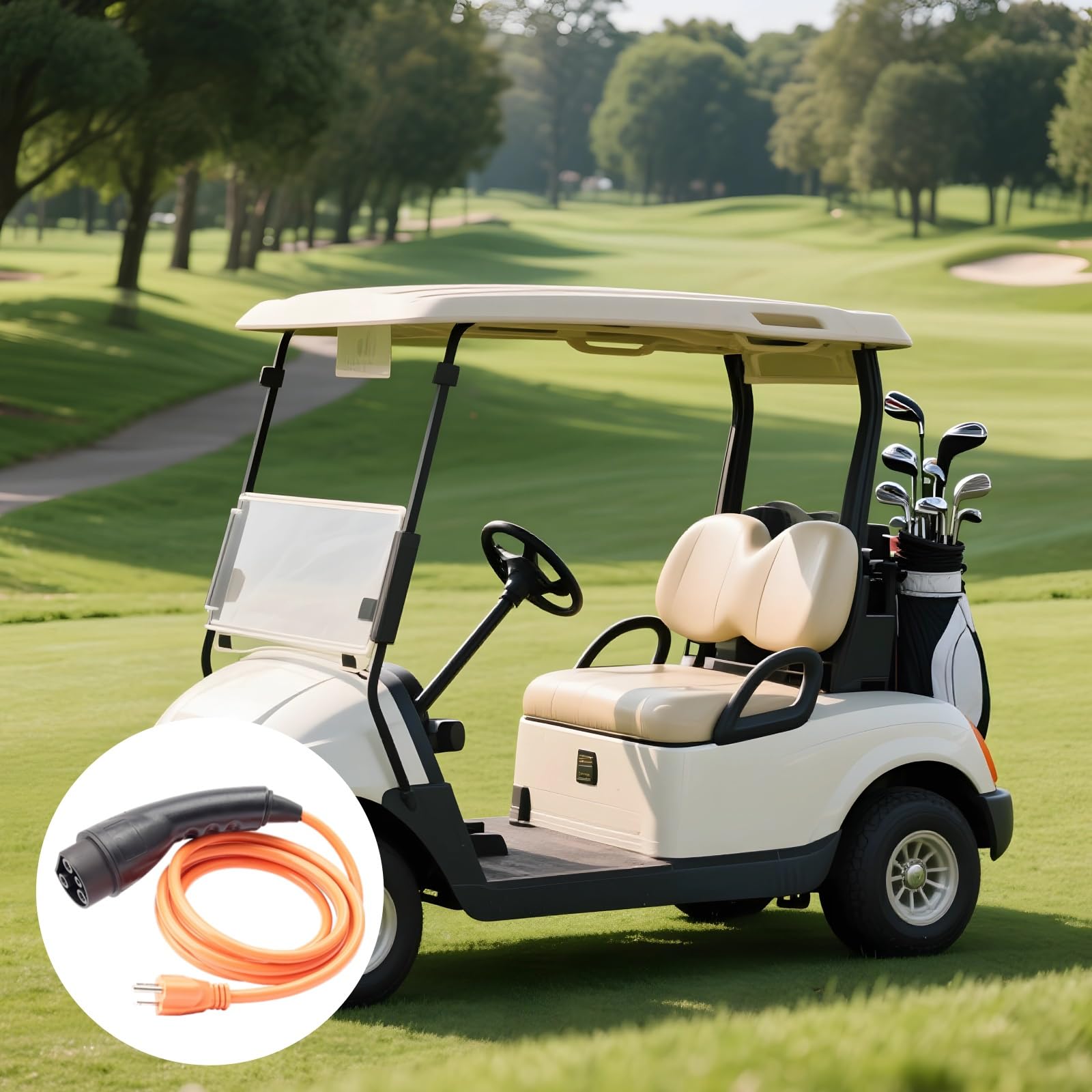 Generic Zapasowy przewód zasilający do wózków golfowych 9,8 m, 120 V 3-bolcowy kabel ładujący, czarna wtyczka, solidny i niezawodny
