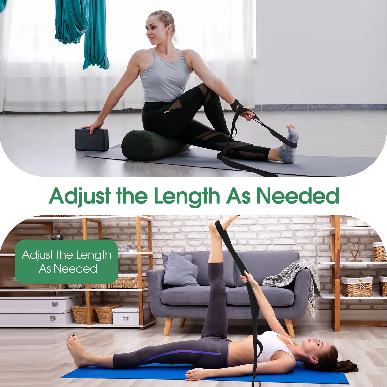 Foilswirl Paquete de 8 correas elásticas con 10 bucles, correa de yoga para terapia física, bandas elásticas con bucles, bandas no elásticas para ejercicio