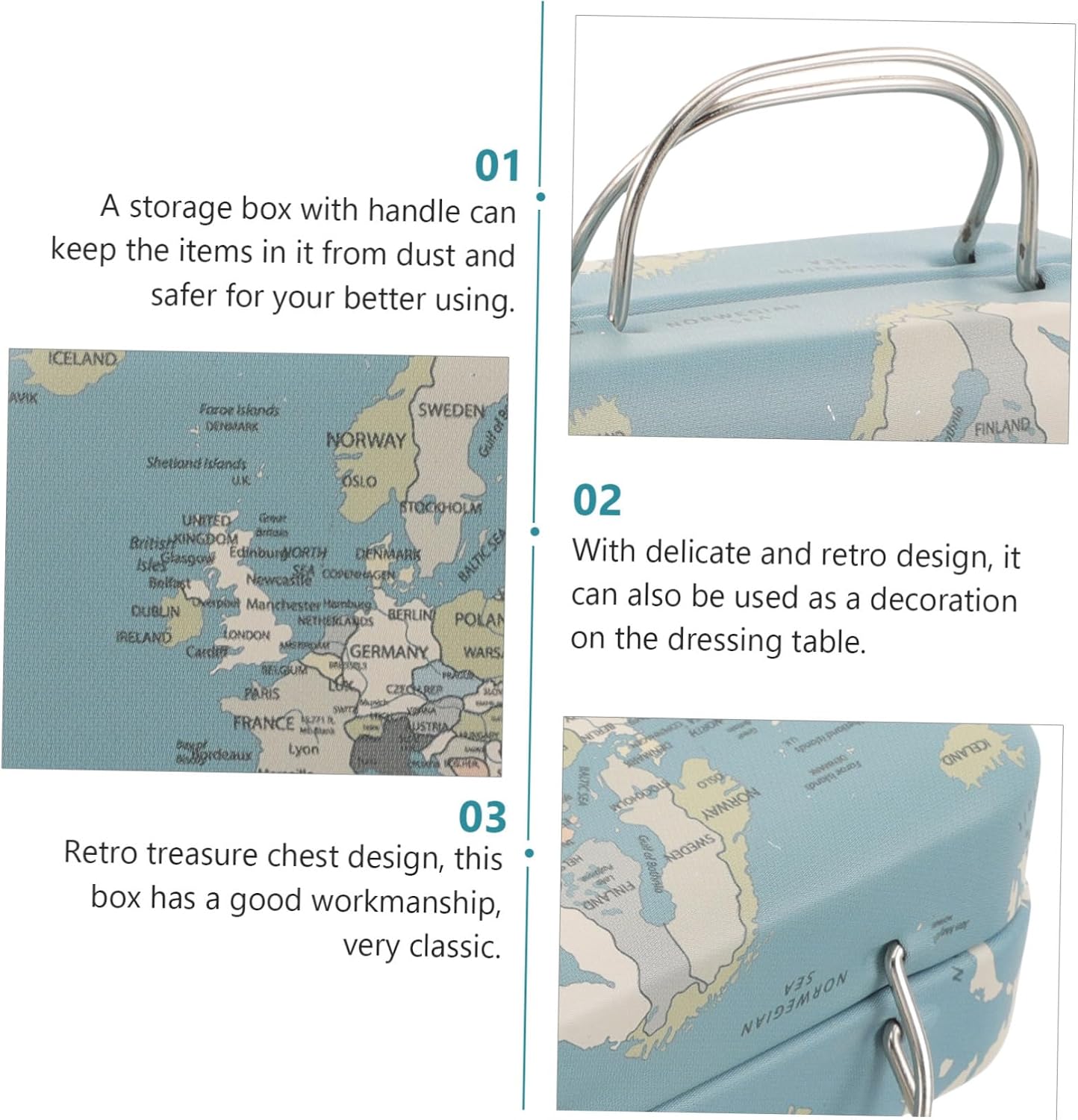 KOMBIUDA Retro Mini Suitcase Eyelash Box with Handle Iron Jewelry Container image 4