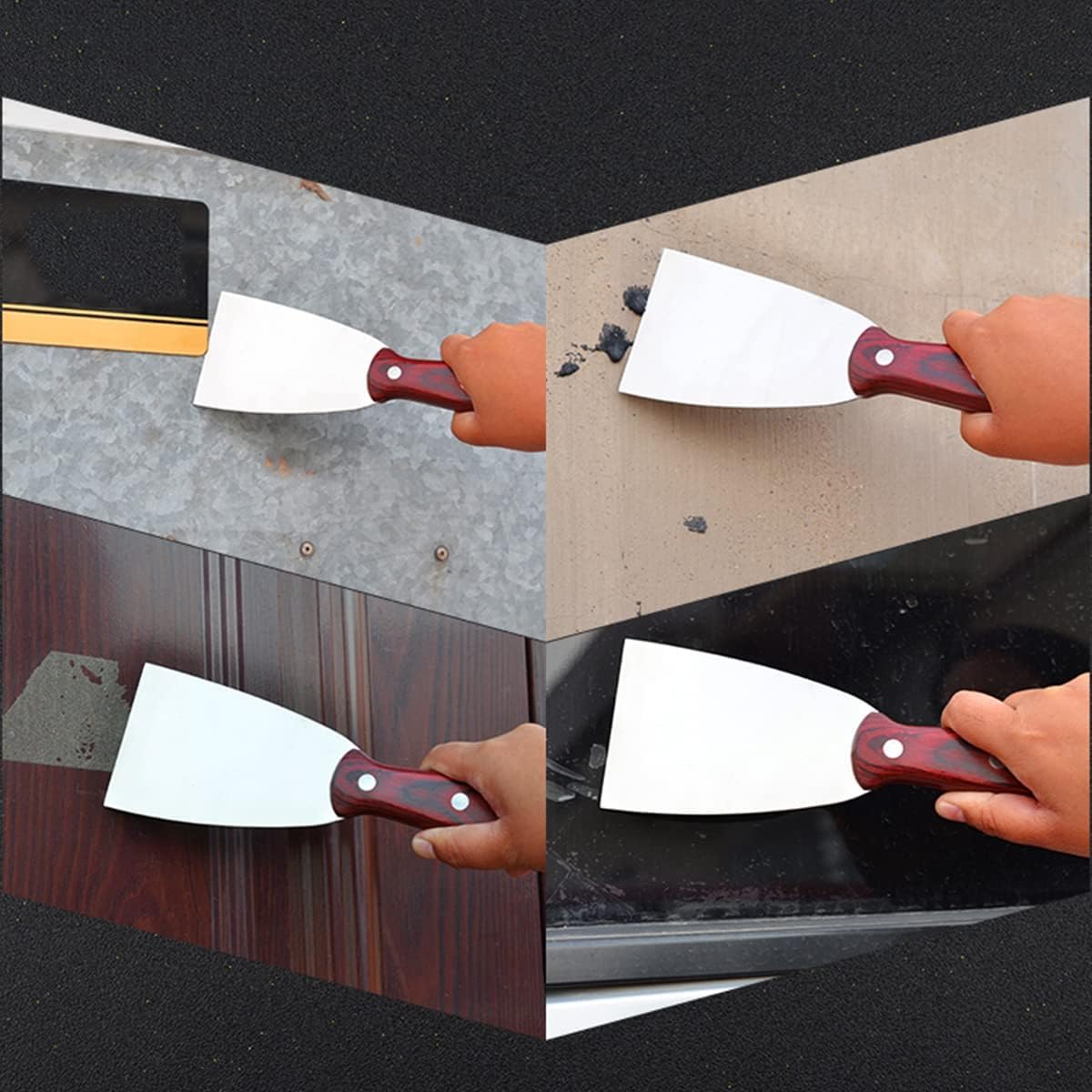 Ensemble de couteaux à mastic pour peinture et ruban adhésif – Grattoir en acier pour cloison sèche et outils de retrait de papier peint – Couteau à enduire et dissolvant de peinture pour le travail