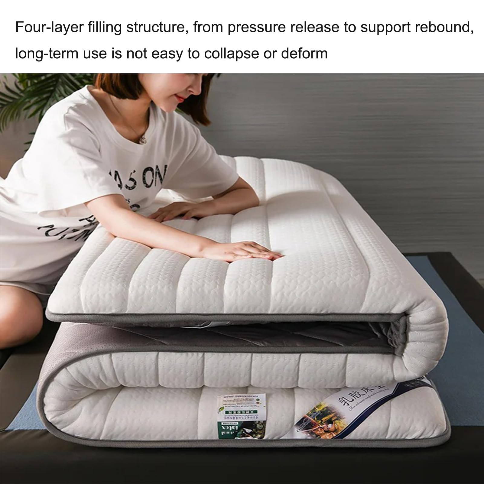 Épaissir Tatami Matelas De Sol, Étanche À L'Humidité Chaud Pliable Tatami Matelas Topper Couchage Lit Pad pour Invités, Dortoirs, Camping, Canapés Et Chaises Longues,2,90x200cm