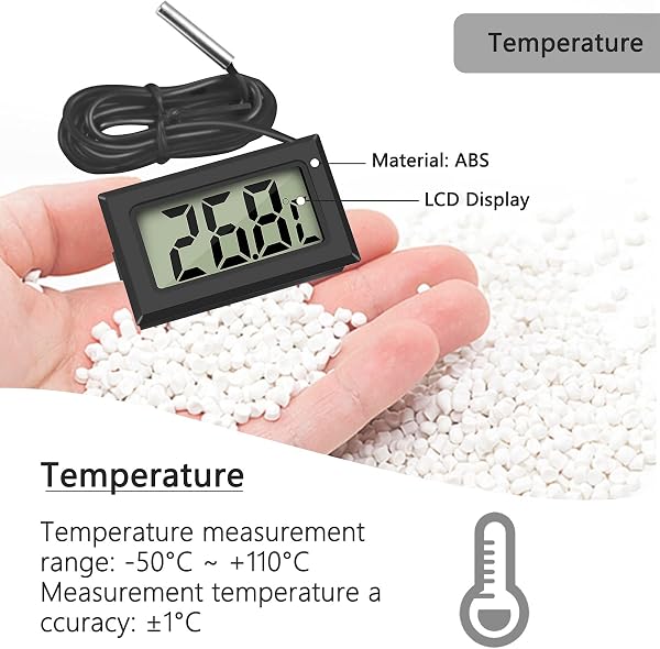 Thlevel Digital Reptile Thermometer Fridge Temperature Probe Temperature Gauge Inside Outside for Freezer Refrigerator Aquarium 4 Pack Black - 3