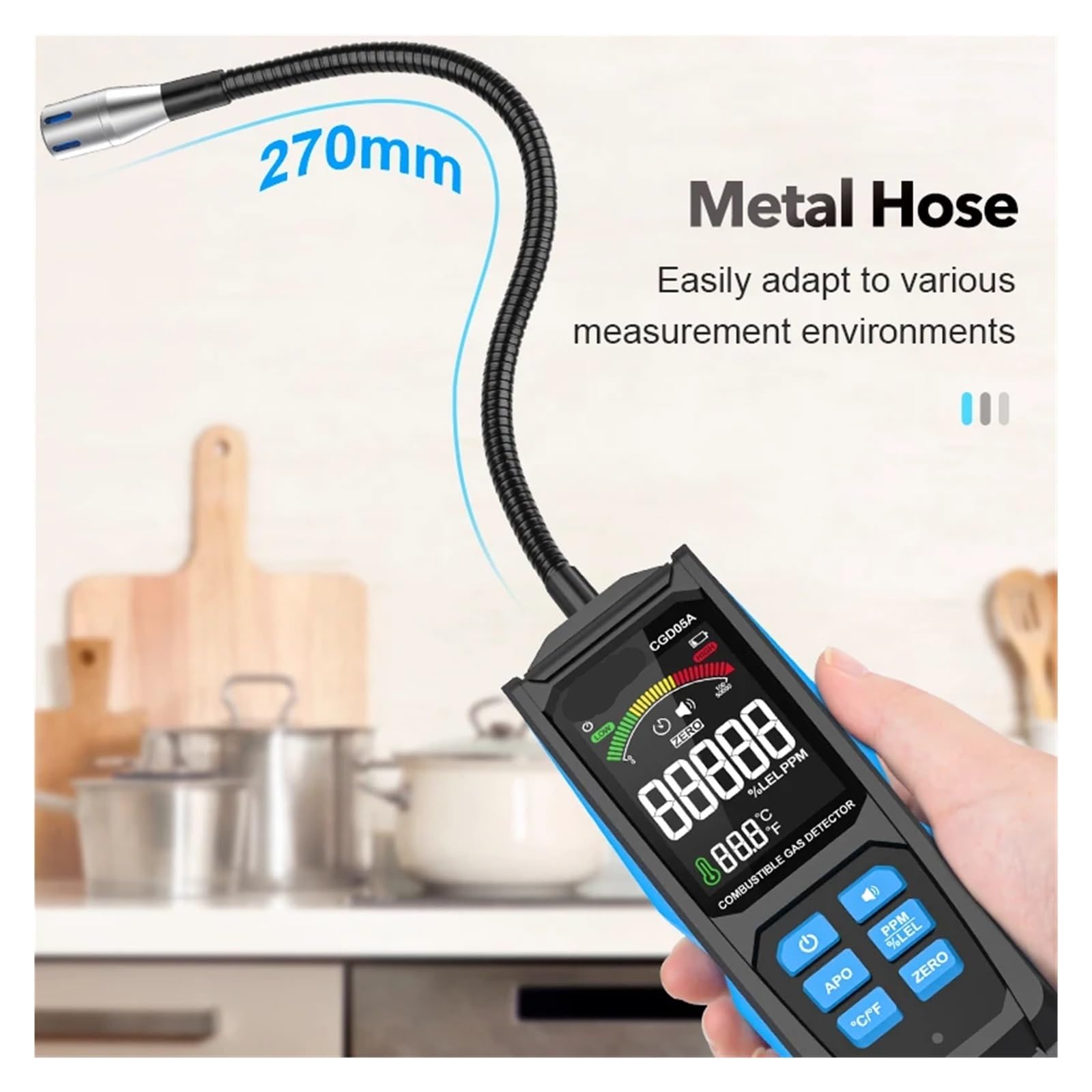 Detector de Gas, Detector de fugas de gas portátil con pantalla de carga, analizador de gas, medidor de GLP, medidor de fugas natural con triple alarma