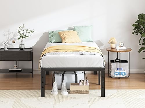 Miniatura 17 de Marco de cama Queen – Marco de cama de plataforma resistente de 18 pulgadas, tamaño Queen, marco de cama de metal resistente, no necesita somier,