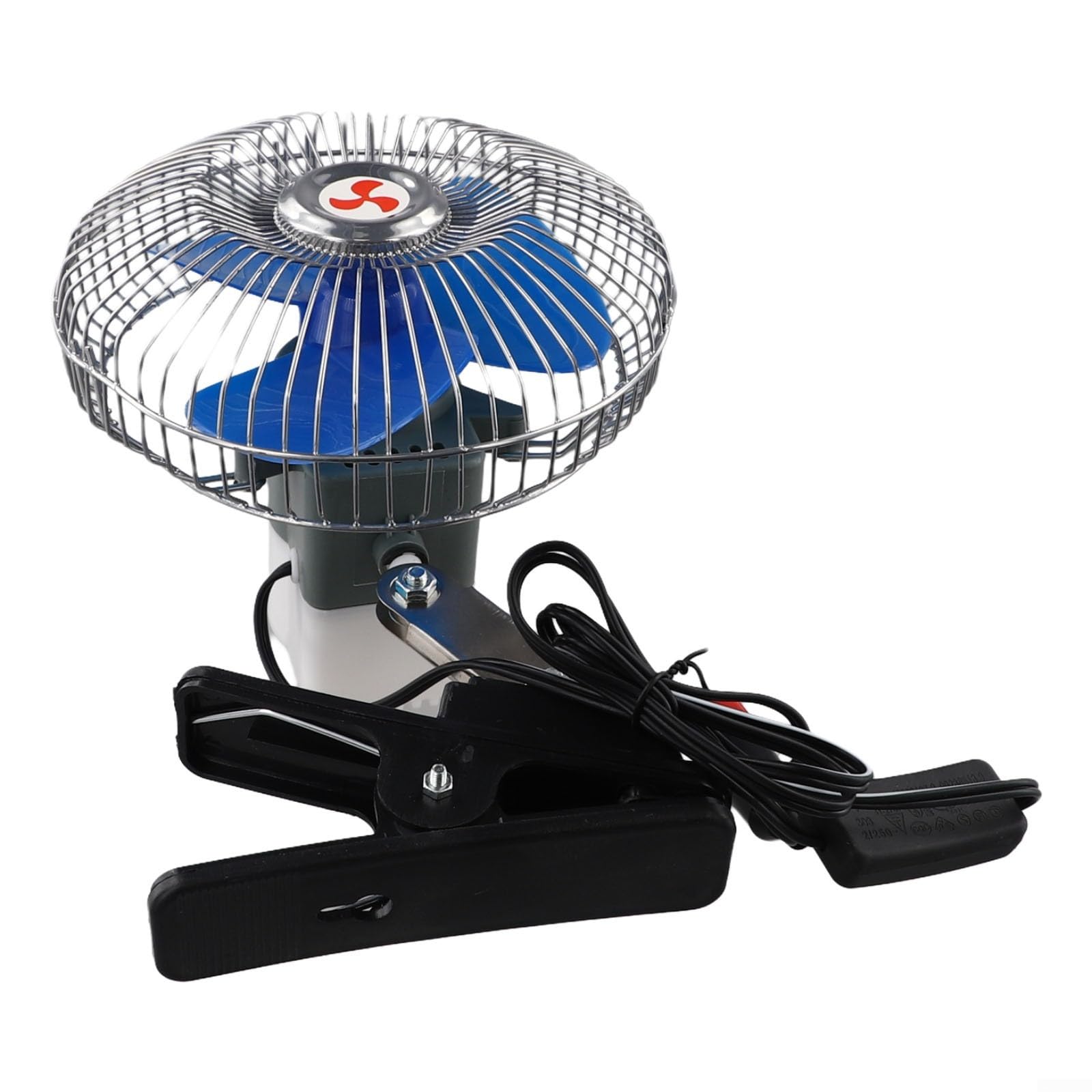 Duty 12V 24V Car Fan, Quiet Oscillating Electric Cooling Fan For Truck, Strong Airflow With Safety Mesh, Clip On For Visor Handle Mirror, 1.8m Cable(6-inch 12V)