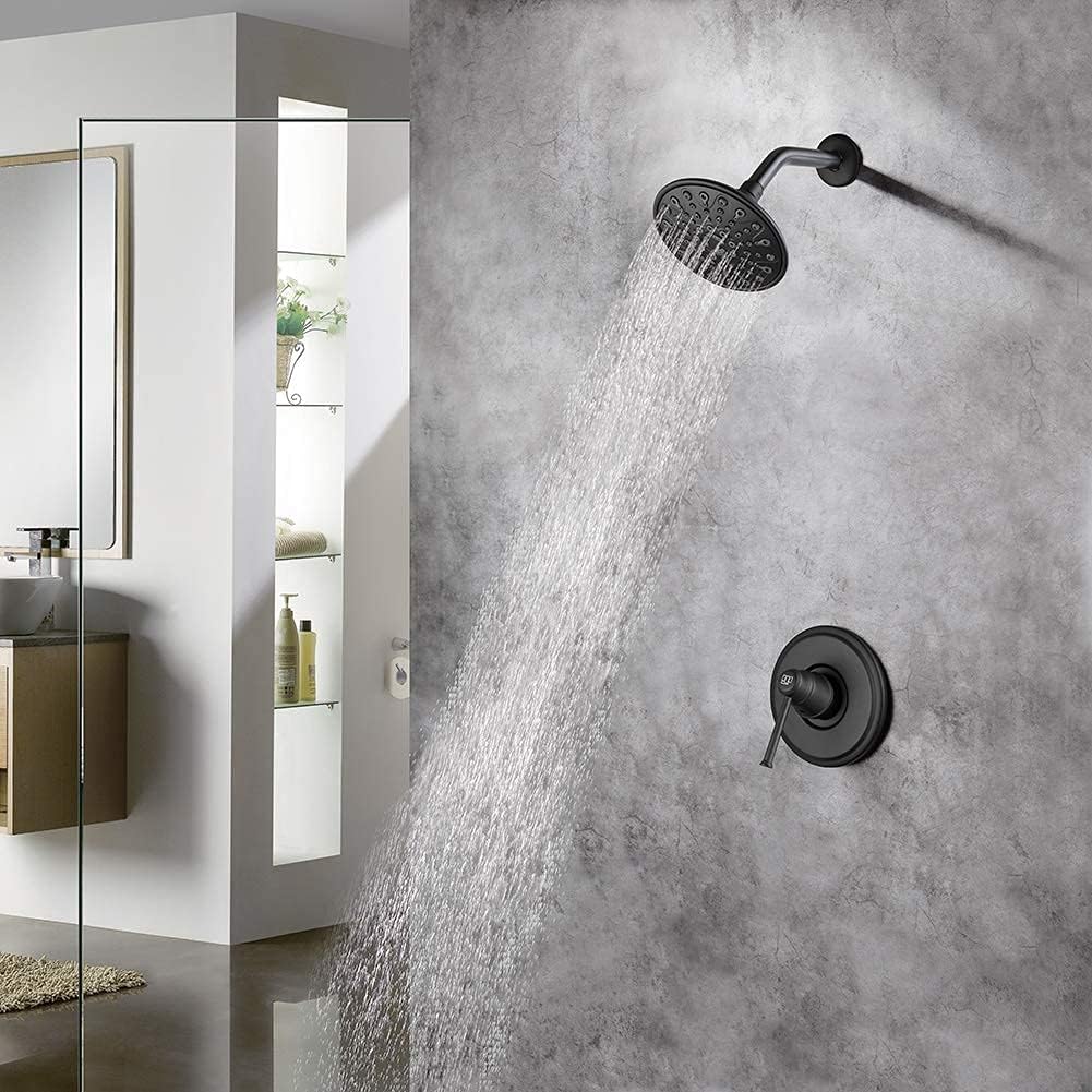 Get Popular Offer Single Function Shower faucet Trim kit with rough-in valve, Rainfall Shower Fixtures Shower Mixer with Touch-Clean 6-spray Shower Head (Matte Black) 🛒 Crazy Deals Single Function Shower faucet Trim kit with rough-in valve, Rainfall Shower Fixtures Shower Mixer with Touch-Clean 6-spray Shower Head (Matte Black)