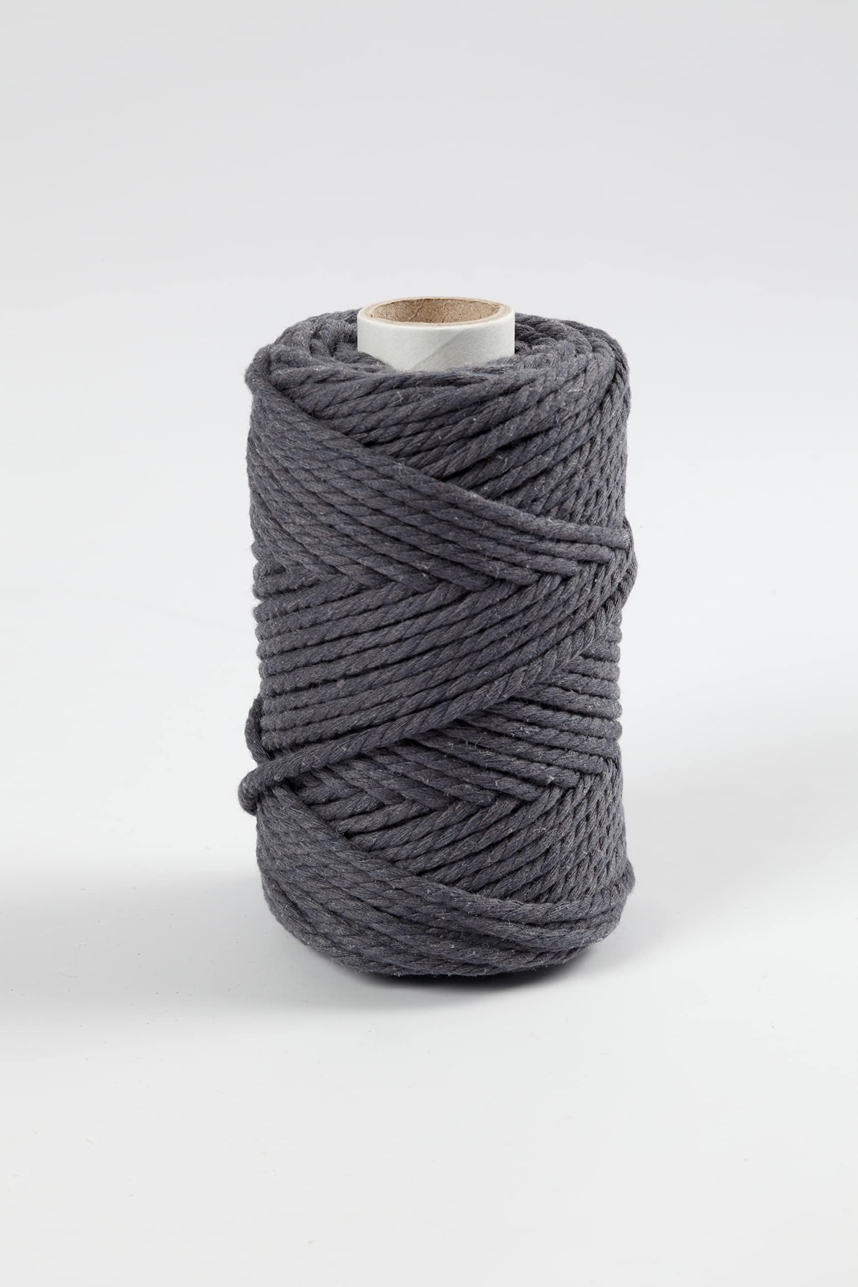 Cordón de macramé, diámetro de 4 mm, longitud de 55 m, 330 g, color gris