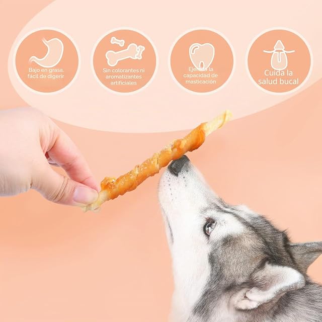 Foto 6 de 8 de Nobleza - 600g Snack Perro Palitos de Piel de Buey Enrollados con Pollo Deshidratado, Ricos en Proteínas…