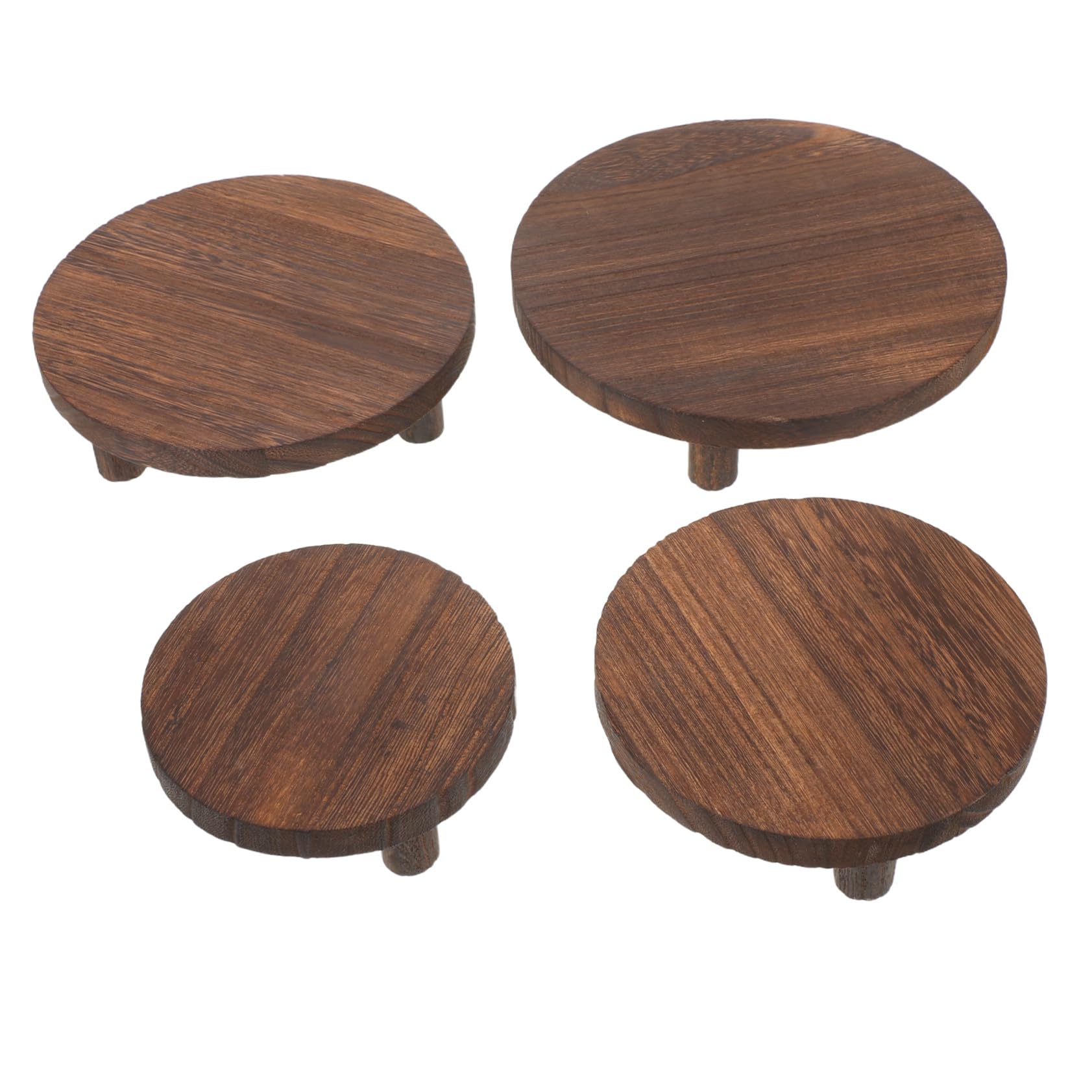 Kisangel 4pezzi Supporto in Legno Da Base in Legno Alzata Espositiva Rotonda Per Gioielli Artigianato e Piccole Piante Design Elegante e Rustico Per Casa Ufficio Dettaglio