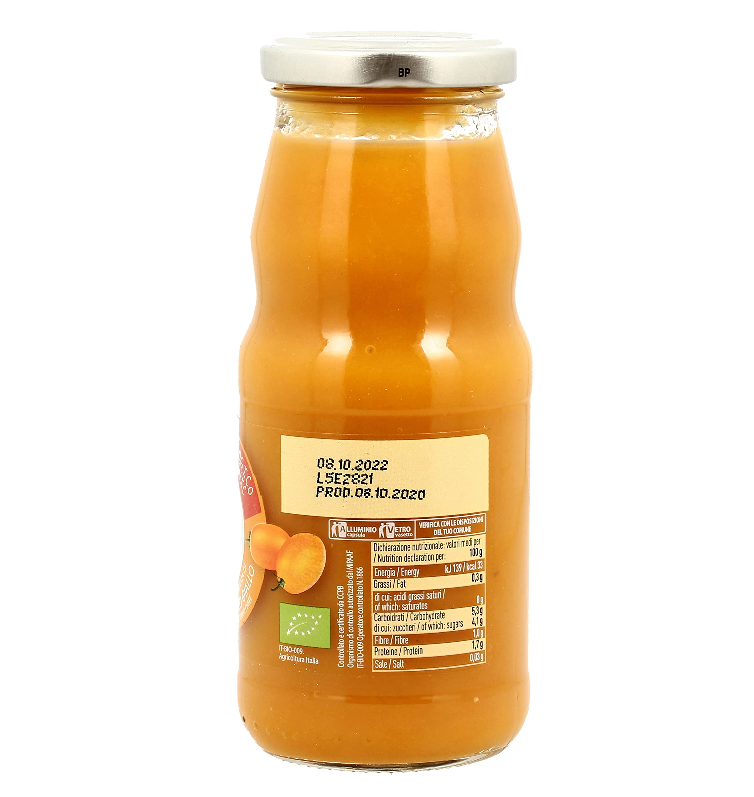 12 x Alce Nero Passata Vellutata di Pomodoro Giallo Biologico Bio Tomate Amarillo Tomate Orgánico de Italia 350 g Botella de vidrio