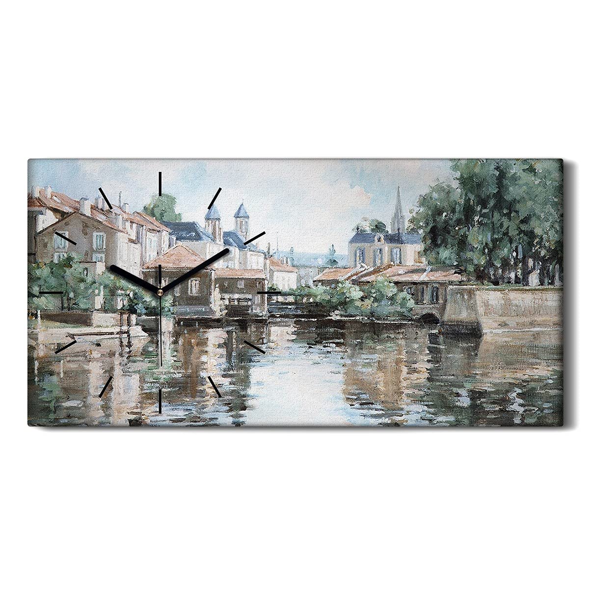 Horloge sur Toile sans Tic-Tac Tableau Moderne Salon 60x30cm