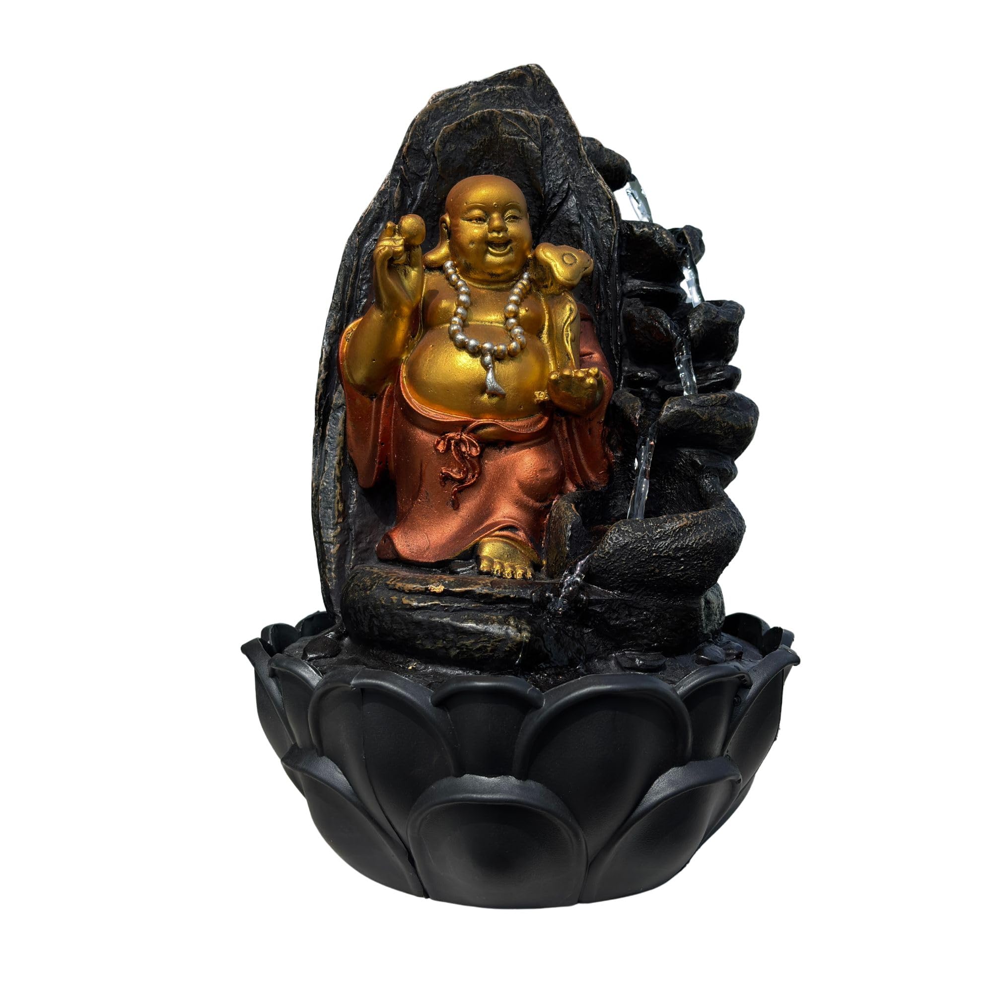 Multitier Laughing Buddha Water Fountain with LED Lights for Office & Home or Garden Decor-image-49
